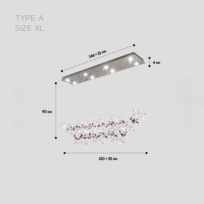 CHARA AMETHYST long chandelier