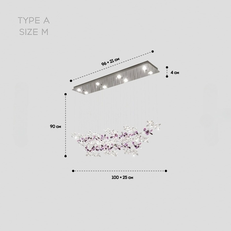 CHARA AMETHYST long chandelier